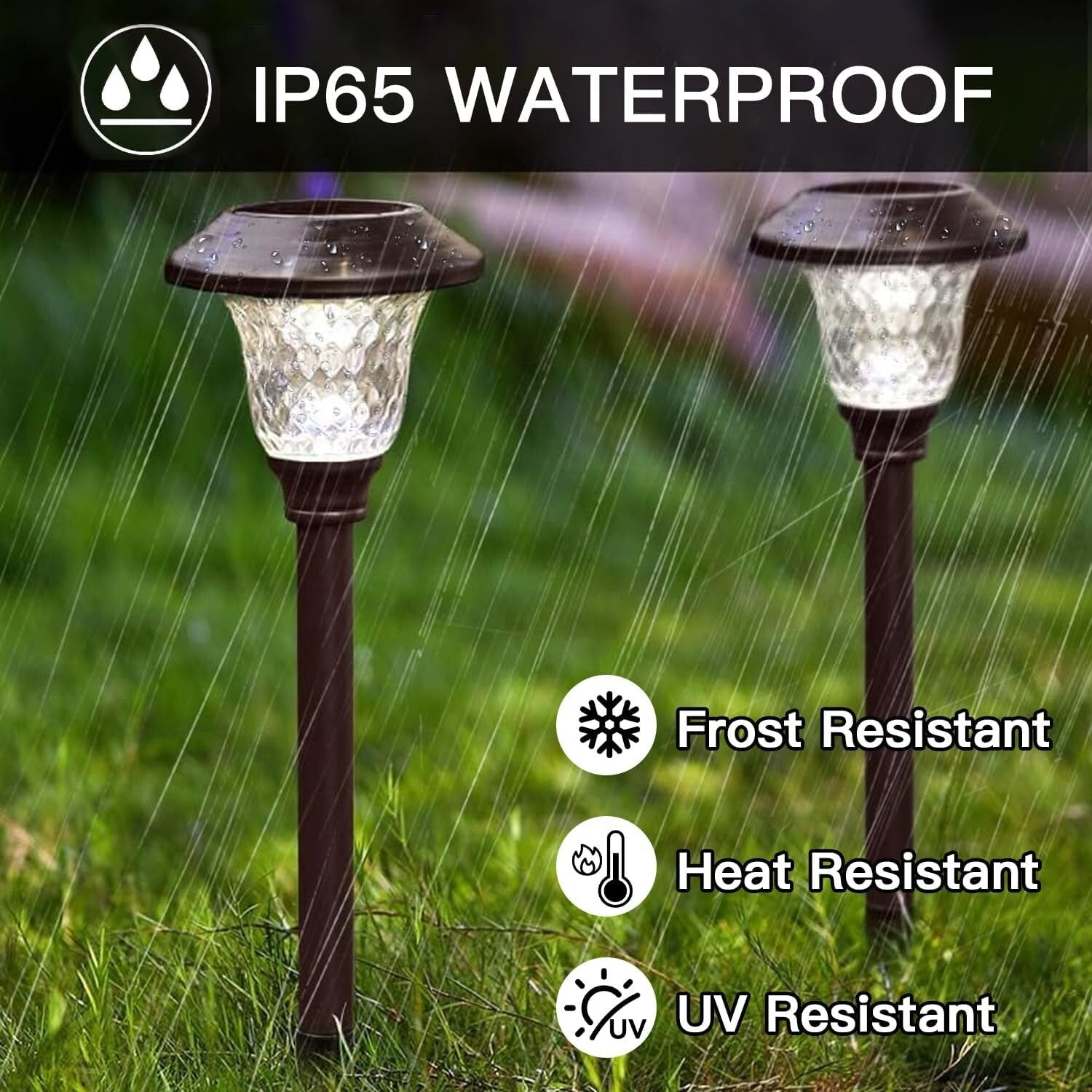 Elegant 8 Pack Solar Pathway Lights - Waterproof Glass, Color Changing Modes