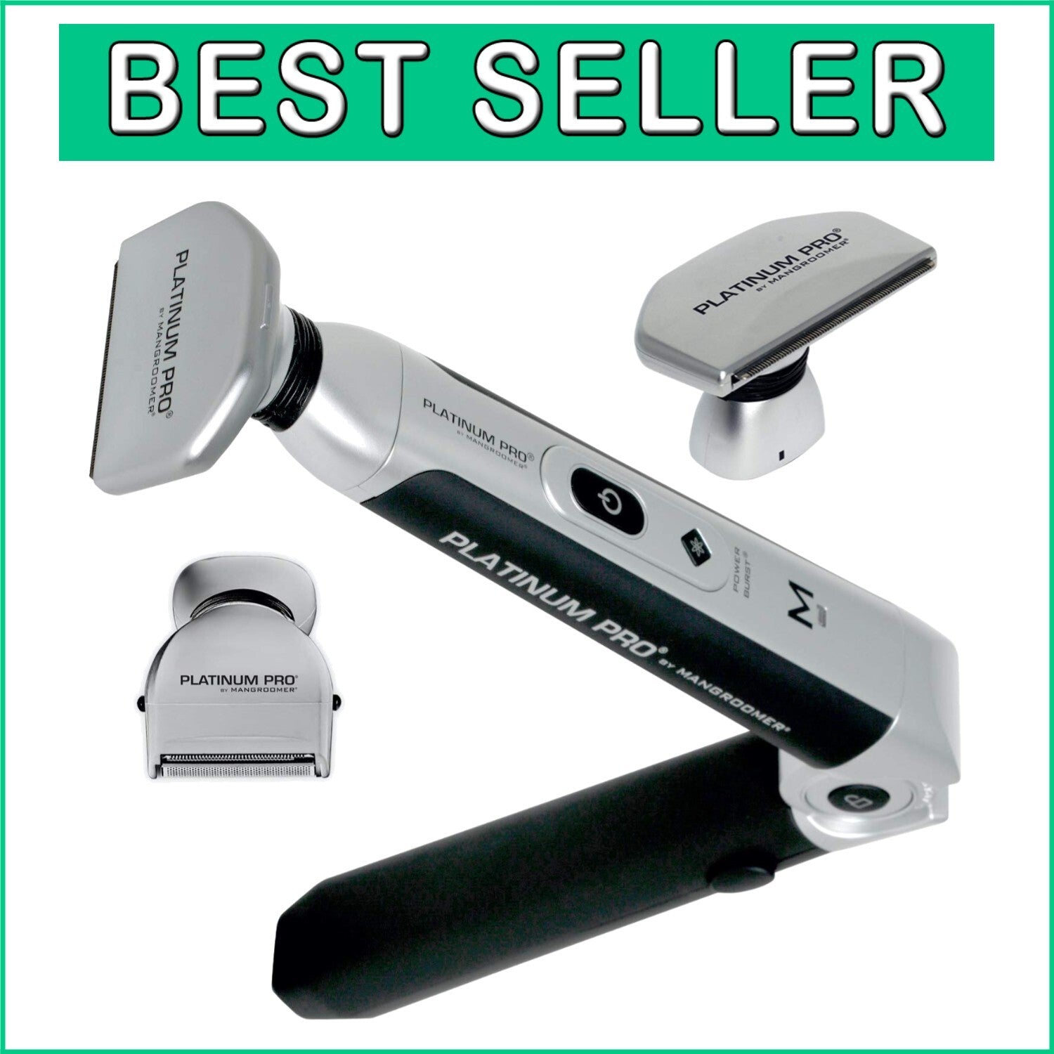 3-in-1 MANGROOMER Back Hair Shaver - Comfort Flex Heads & Ergonomic Reach Handle