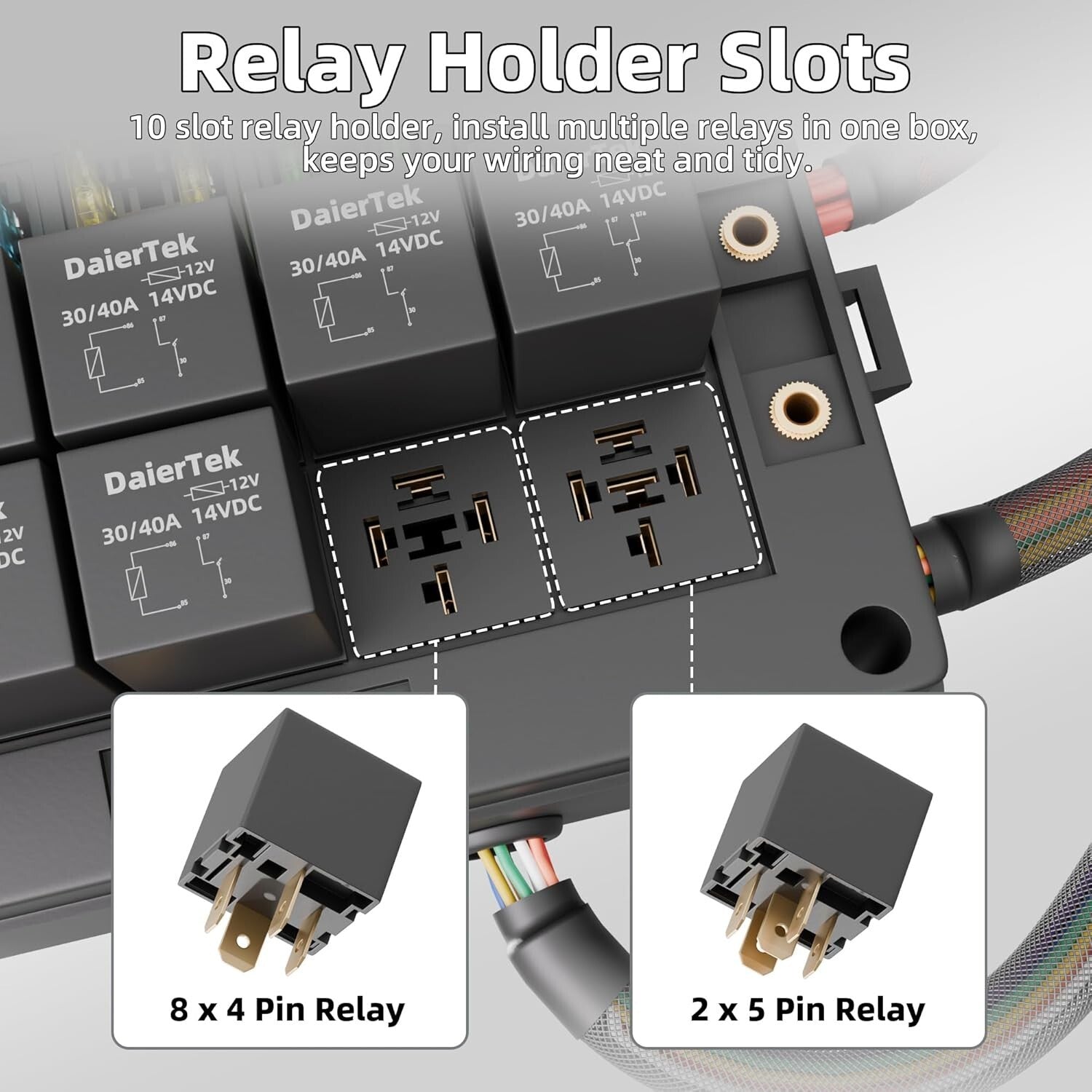 12V Pre-Wired Relay Fuse Block with High-Power Wiring - Organizes Marine Systems