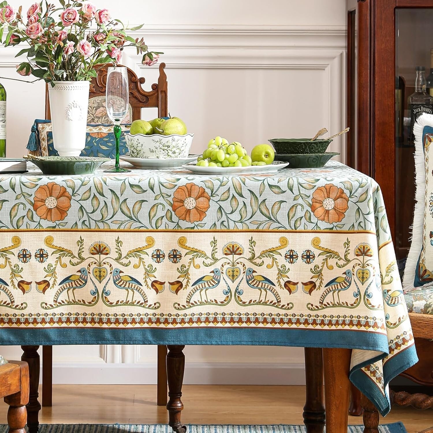 Heavyweight Floral Print Tablecloth - 63''x87'' for Stylish Dining Celebrations