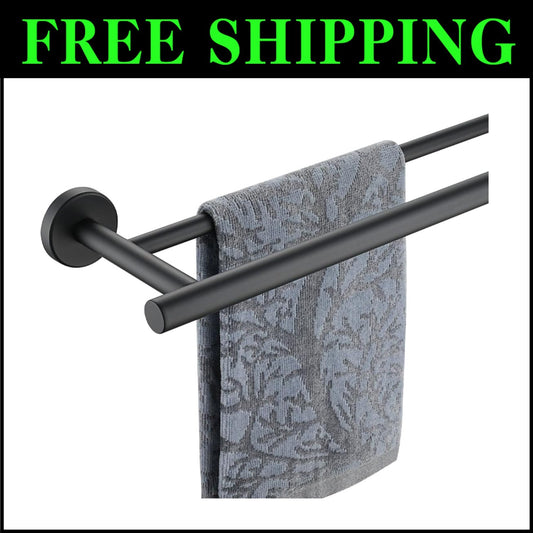 Matte Black Wall-Mount Towel Holder - 39.13 Inch Spacious Design for Bath Towels