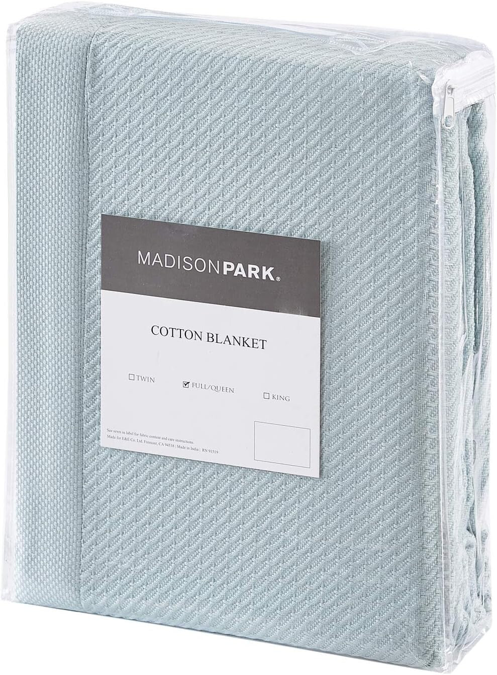 Premium Waffle Knit King Blanket - 100% Egyptian Cotton in Soft Light Blue