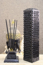 Load image into Gallery viewer, Intricate Handmade Black Soapstone Incense Stick Tower - Ideal for Gifting
