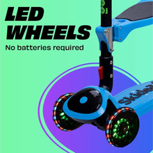 Load image into Gallery viewer, 3-Wheel Blue Kick Scooter for Toddlers - Adjustable Handlebar &amp; Fun Lights