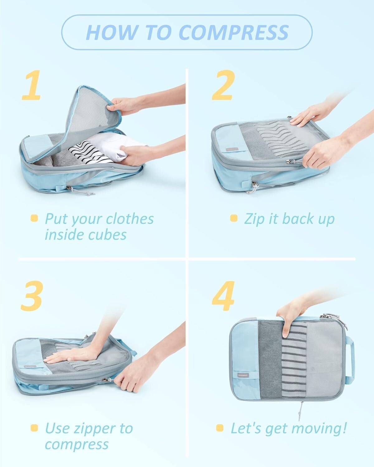 Efficient Compression Travel Cubes Set in Starlight Blue - Maximize Your Space