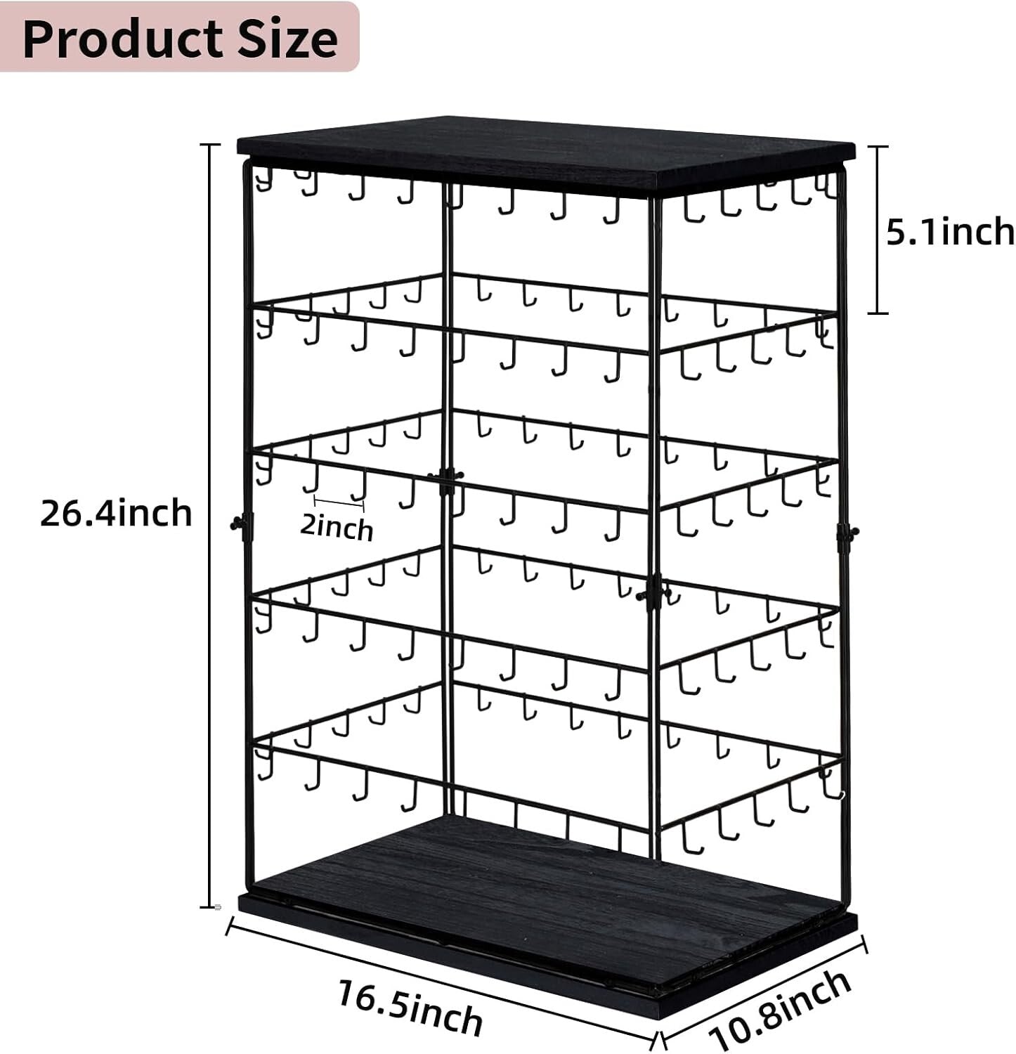Rustic Earring Display Stand with 130 Hooks - Large Jewelry Organizer Tower