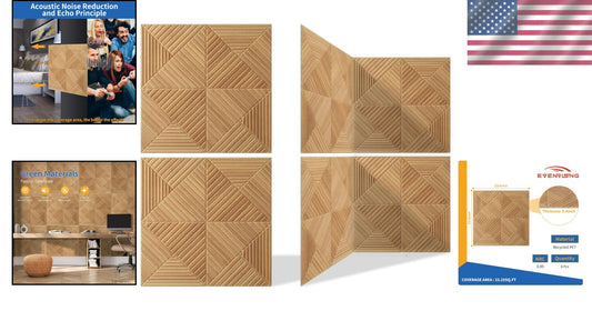 6 Pack Large Log Color Acoustic Panels | Decorative Self-Adhesive Soundproofing