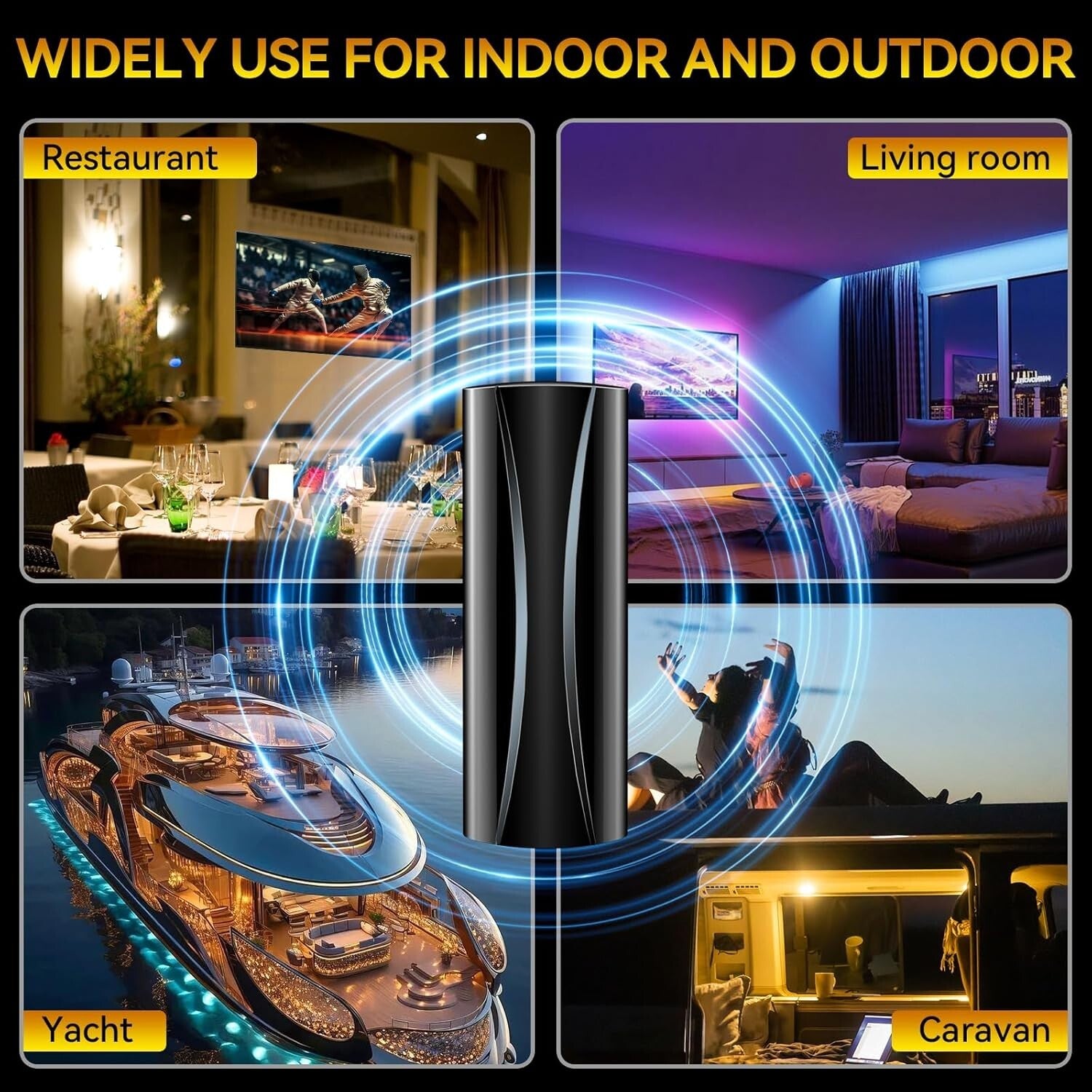 2200+ Miles Range Indoor TV Antenna with Amplifier - 1400 Channels Supported