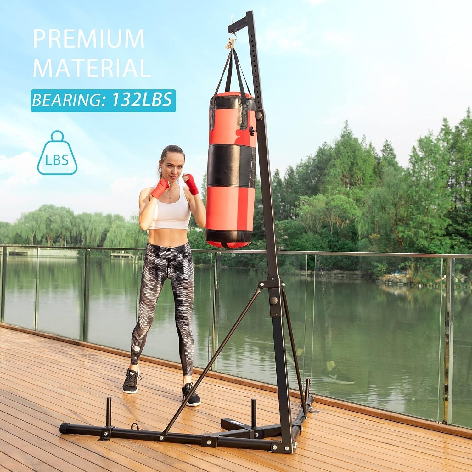 Sturdy Adjustable Boxing Bag Rack - Perfect for Home Fitness & MMA Training