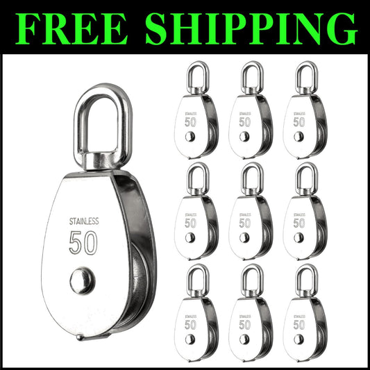 Durable 10 Pcs Heavy-Duty Pulley Block Set, Ideal for Indoor & Outdoor Use
