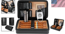 Load image into Gallery viewer, Luxurious Leather and Cedar Cigar Case with Jet Lighter - Perfect for On-the-Go