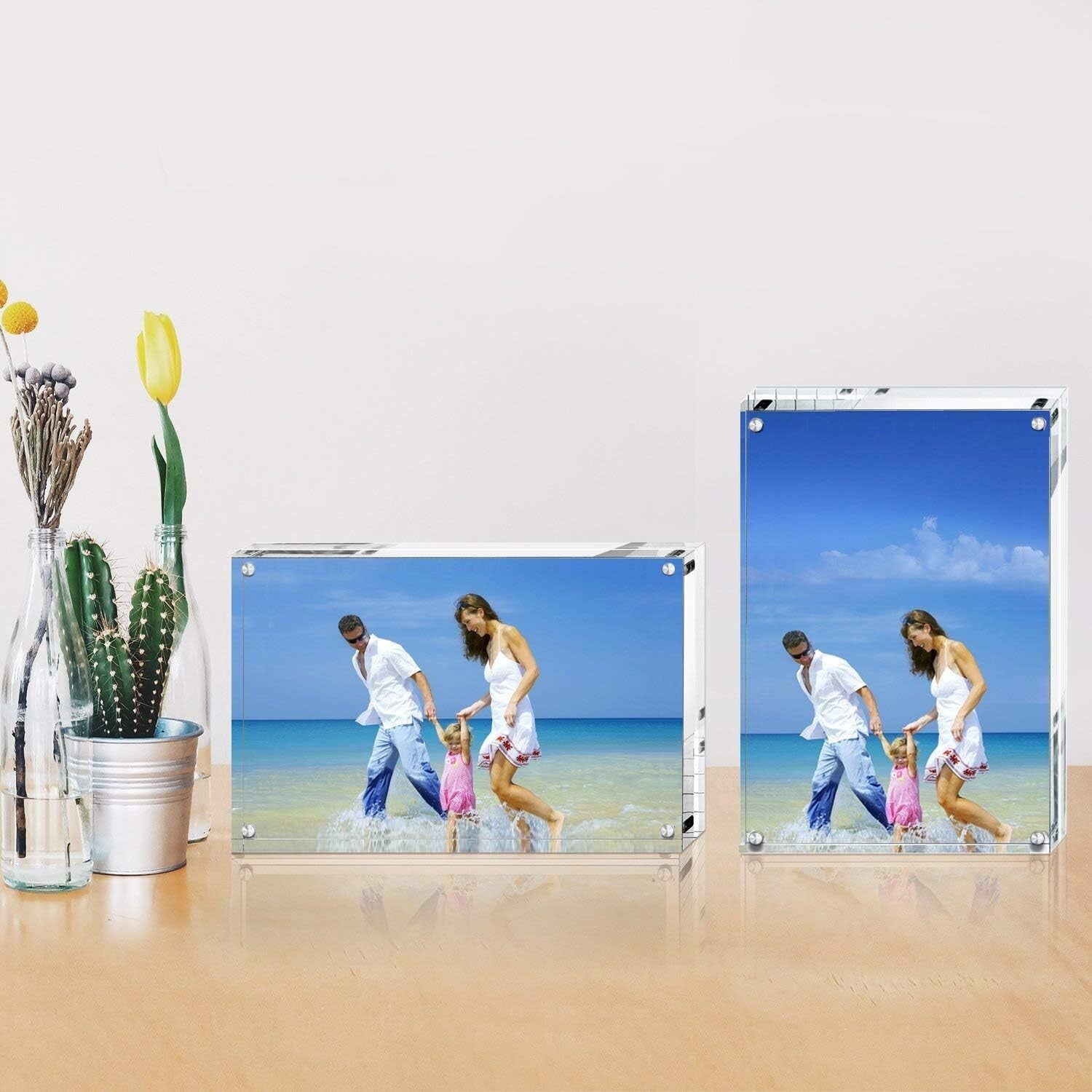 5x7 Acrylic Photo Frame Set - Elegant Magnetic Double-Sided Display (5 Pack)