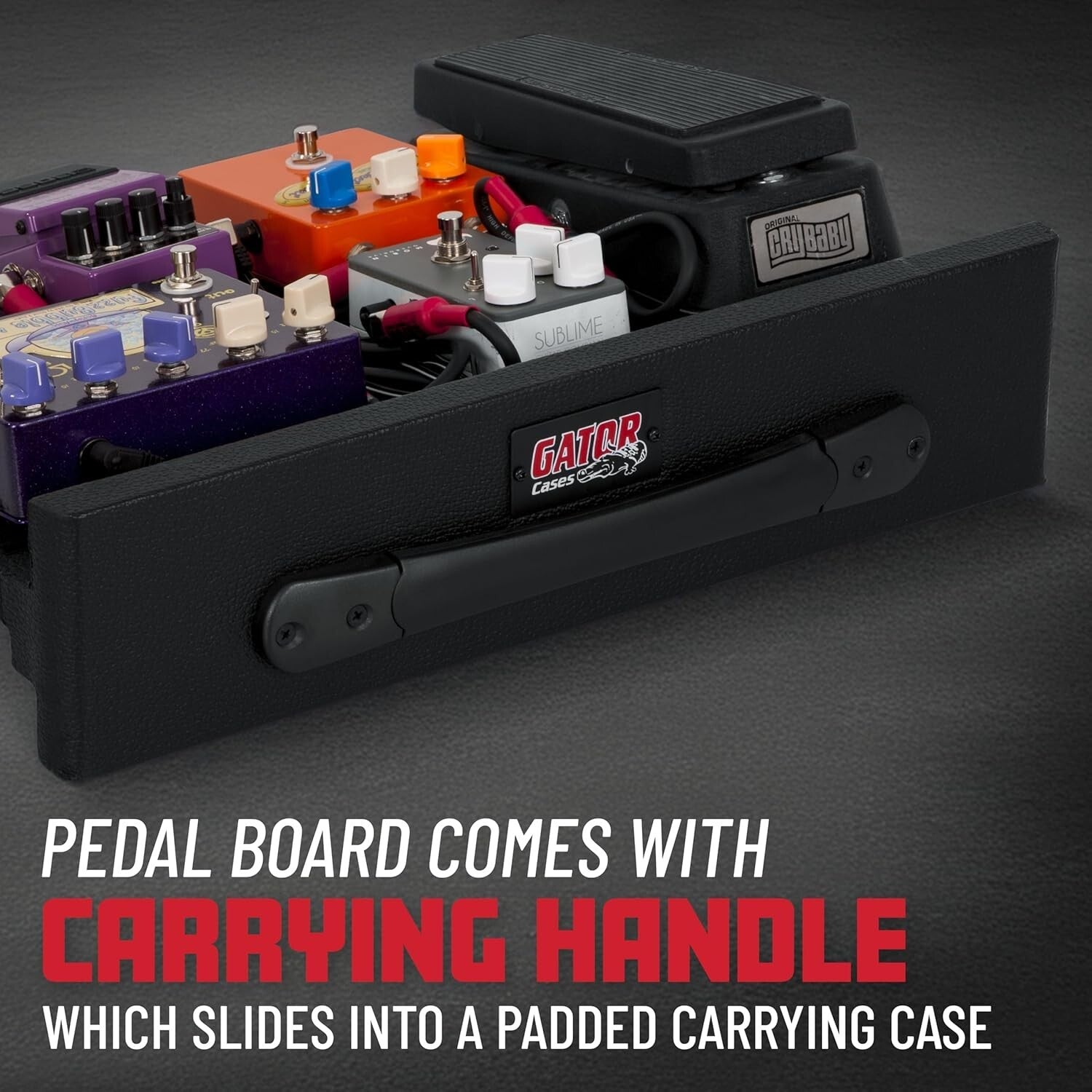 Durable Black Tolex Guitar Pedal Board with Built-In Power and Nylon Carry Case