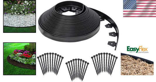 Flexible 100 ft. Black Landscape Edging Kit – Simple, No-Dig Gardening Aid
