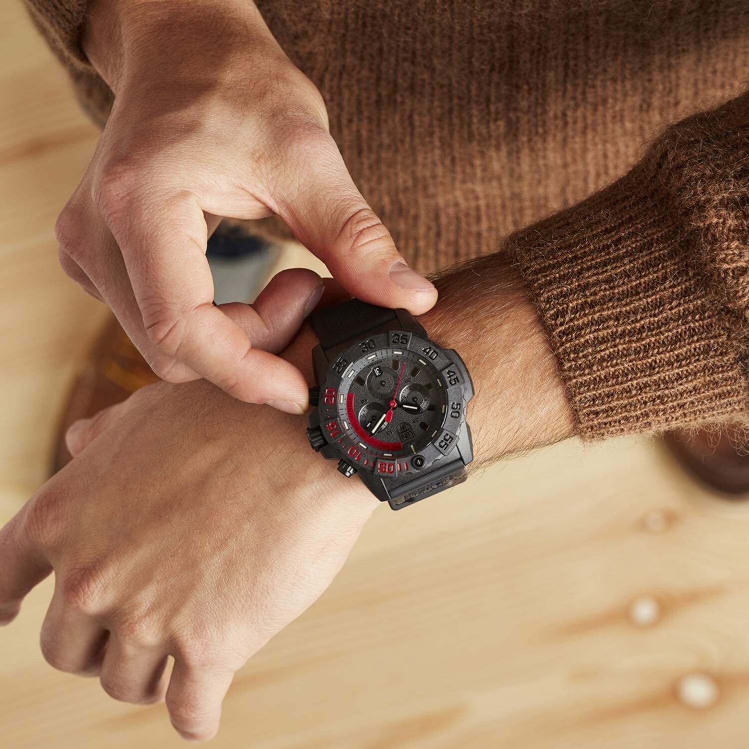 45mm Navy Seal Series 3580 Dive Watch - Water Resistant, Black Dial Chronograph