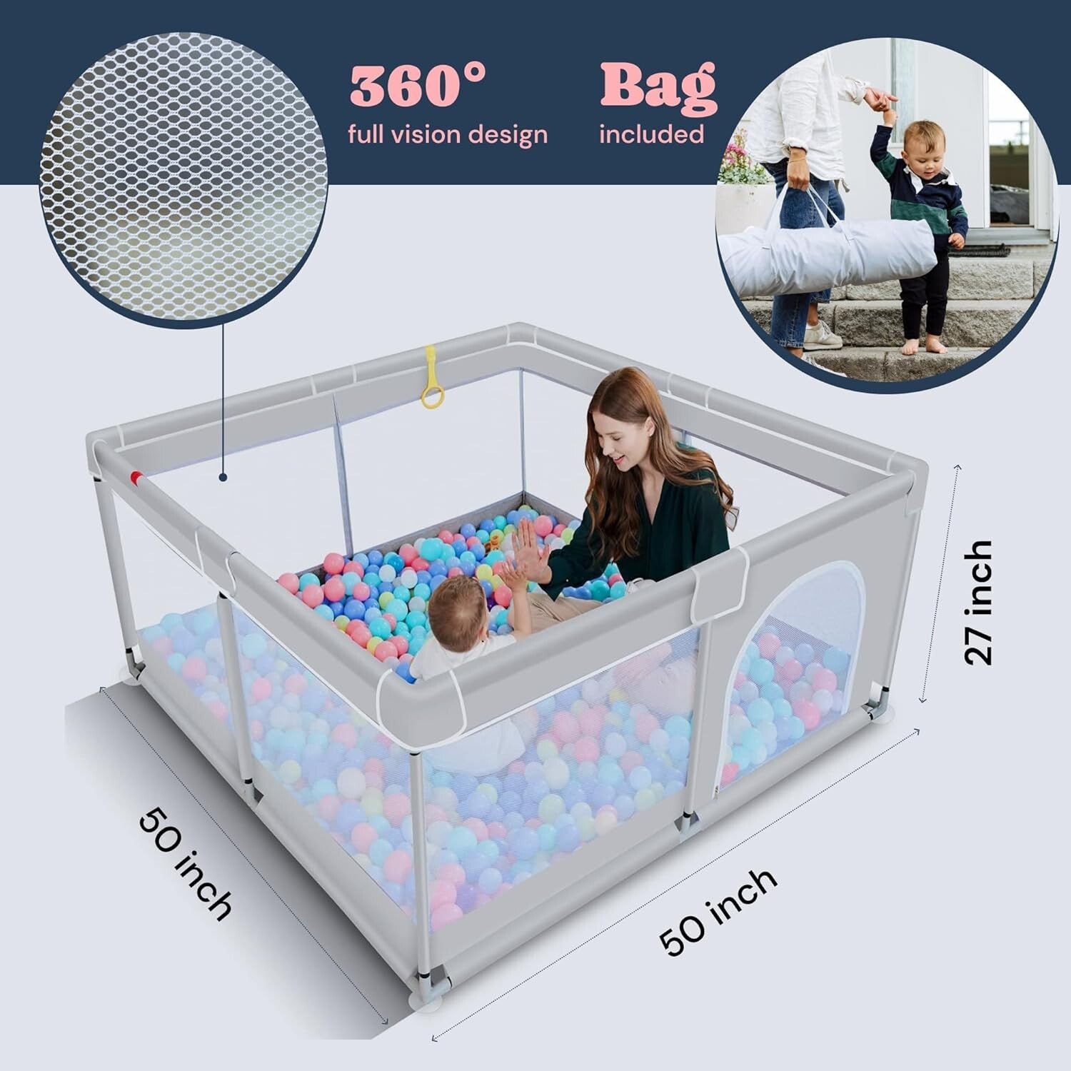 Sturdy Baby Playpen with No-Gap Design - Safe Play Space for Your Toddler 50x50