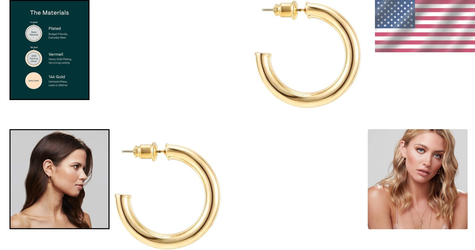 Hypoallergenic 14K Gold Plated Hoop Earrings for Women - Eco-Friendly Style