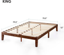 Load image into Gallery viewer, King-Sized Platform Bed Frame - Espresso Finish, Solid Wood, 440 lbs Capacity