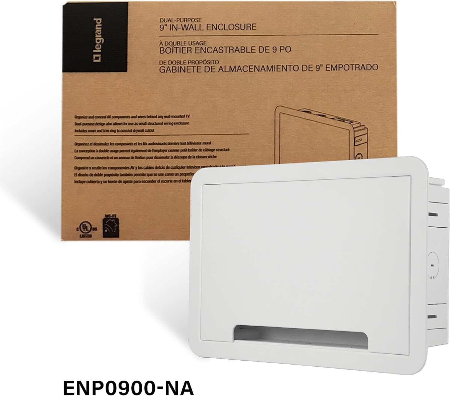 9 Inch In-Wall Enclosure for TVs - Matte White Dual-Purpose Media Storage Box