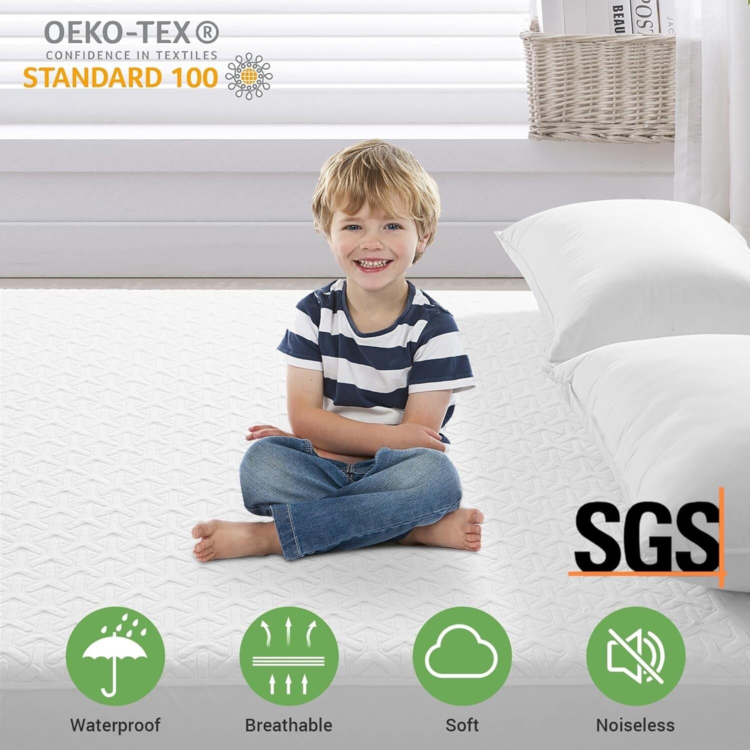 Breathable King Size Mattress Protector - Waterproof, Plush & Machine Washable