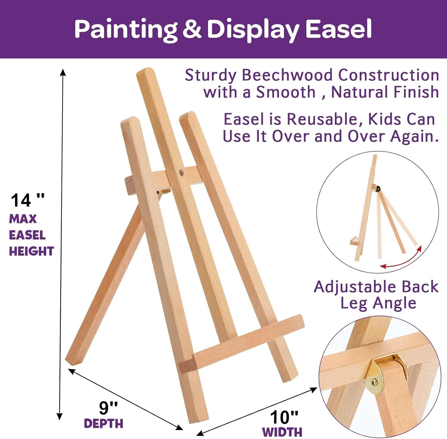 All-in-One 59-Piece Acrylic Paint Set with Easel, Brushes, and Canvas for Kids