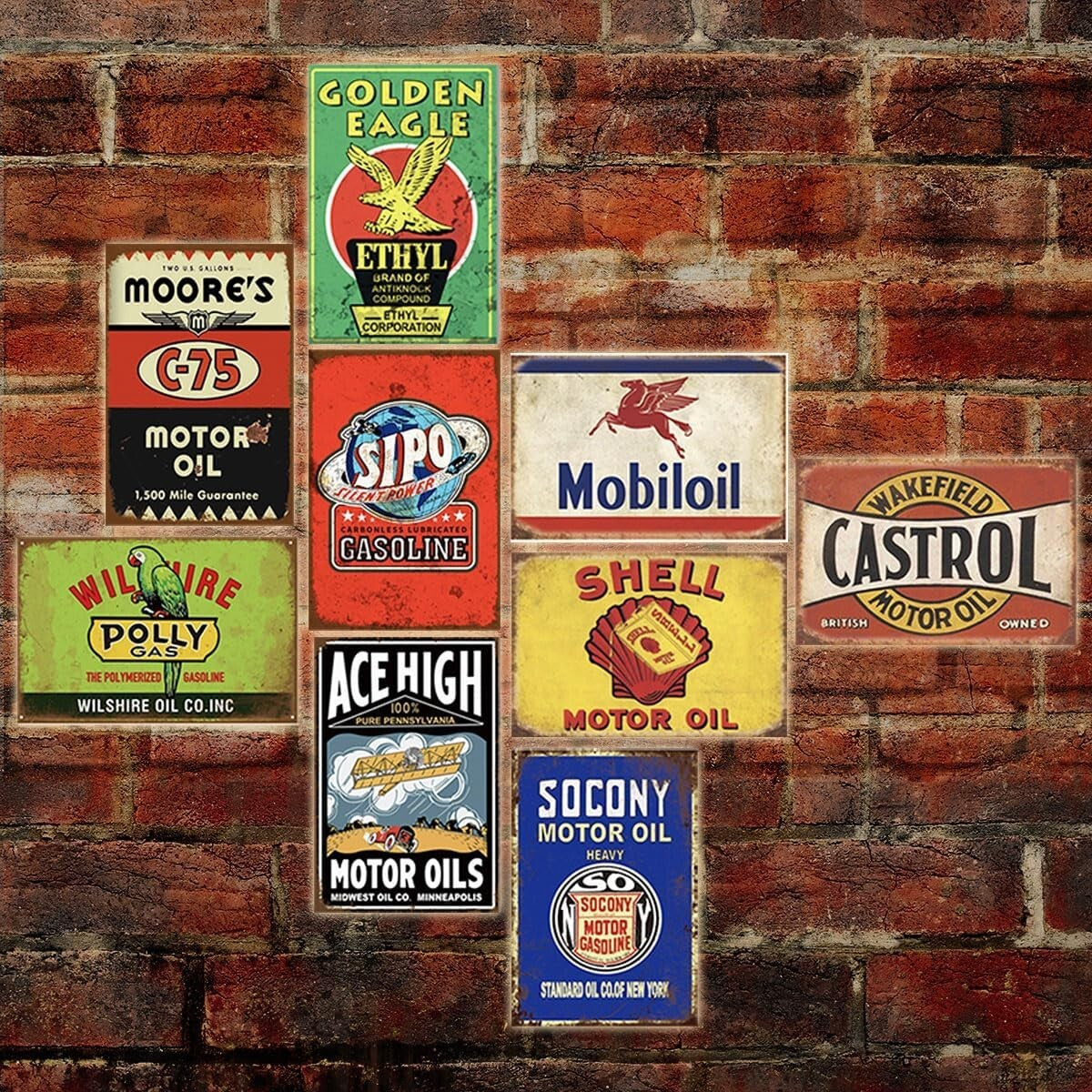Nostalgic 35-Piece Metal Sign Collection for Kitchen, Bar, and Garage