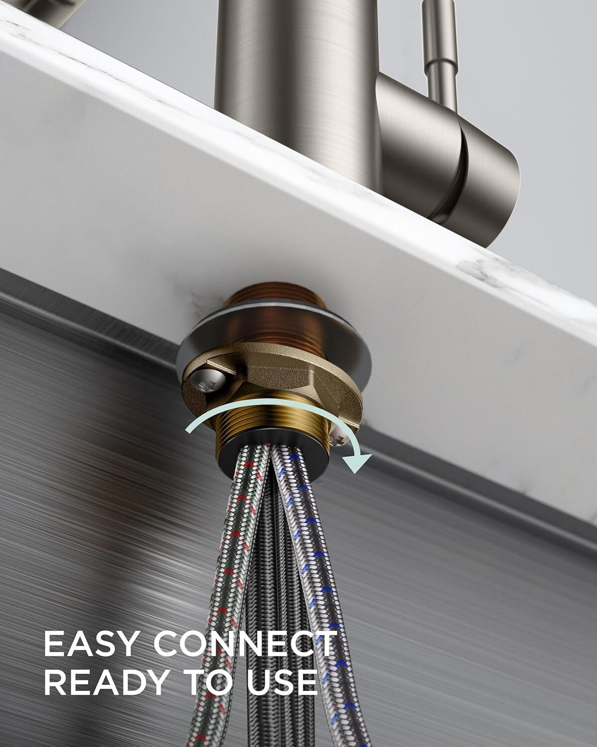 Brushed Nickel Kitchen Faucet with Pull Down Sprayer - Modern Dual Function