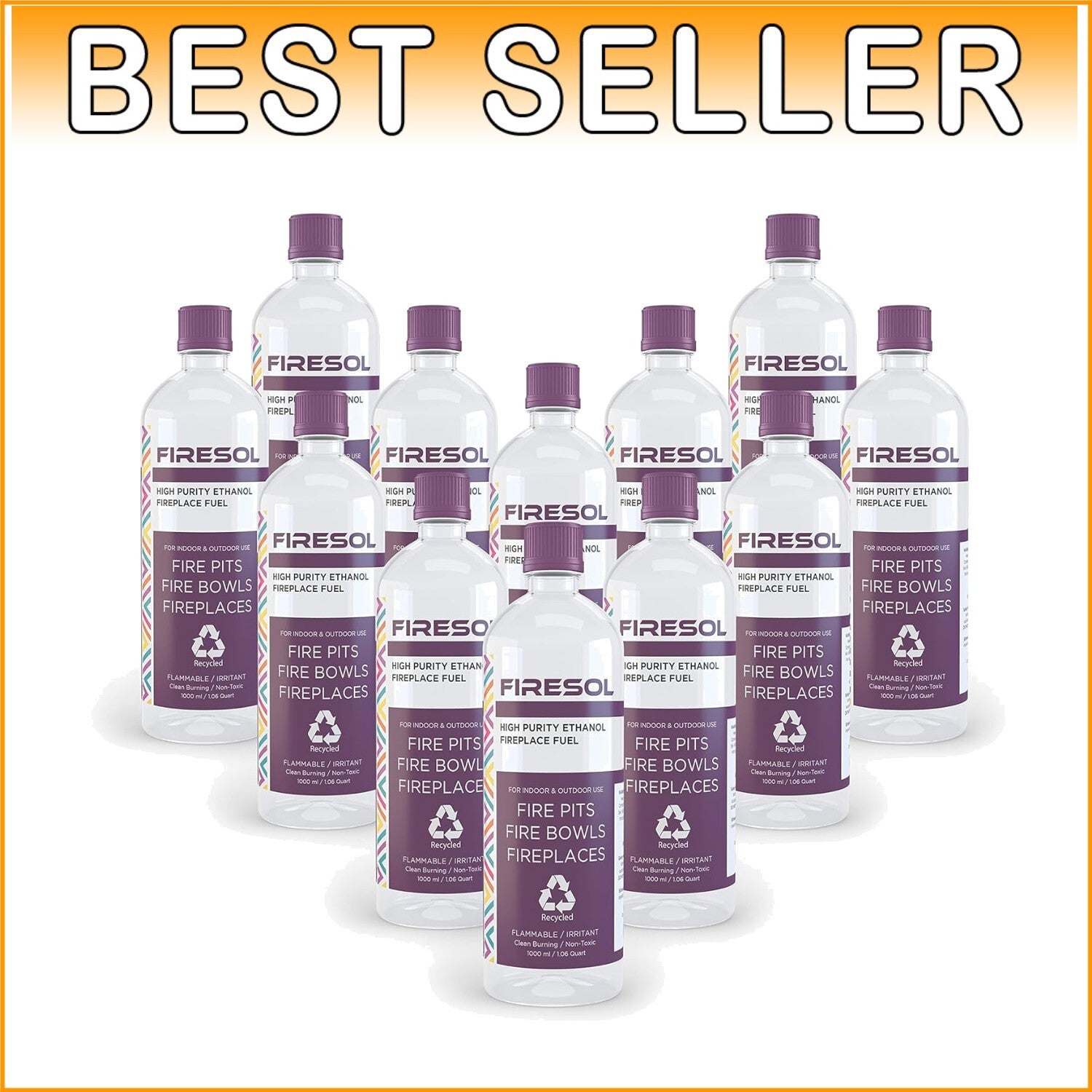 Plant-Based Ethanol Fuel 12 x 1L - Ideal for Indoor Fireplaces & Stoves