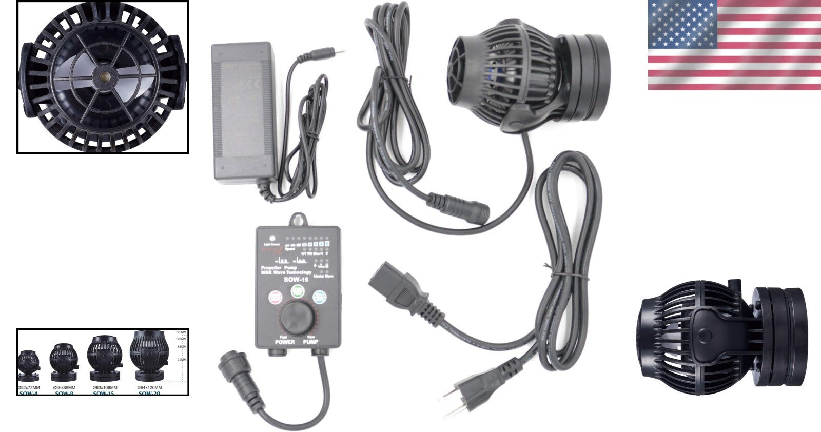 SOW-15 Aquarium Flow Pump with User-Friendly Controller & Silent Operation