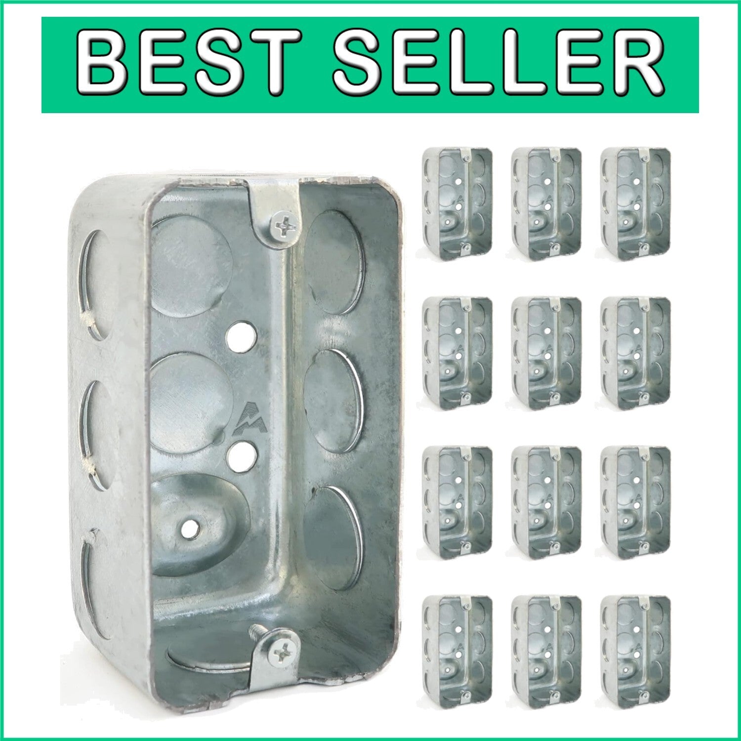 Durable Pre-Galvanized Steel Electrical Box - 4x2 Inch Handy Box Pack of 12