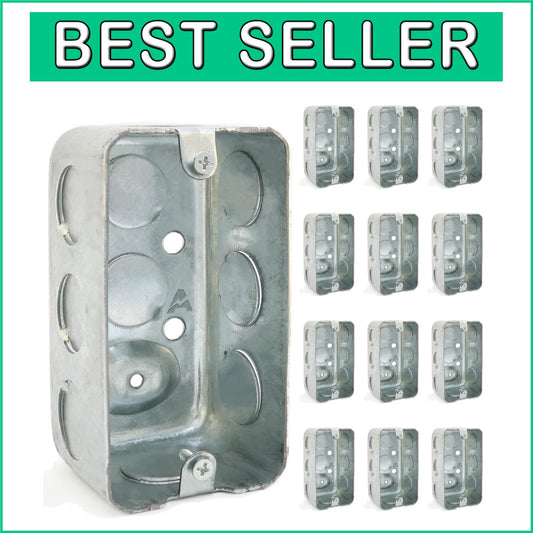 Durable Pre-Galvanized Steel Electrical Box - 4x2 Inch Handy Box Pack of 12