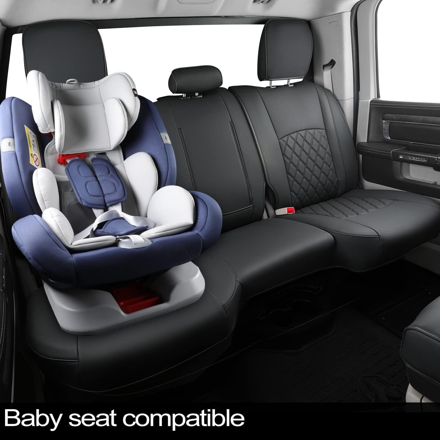 Custom Fit Faux Leather Rear Bench Seat Covers for 2011-2025 RAM Trucks