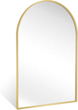 Load image into Gallery viewer, 24"x36" High-Definition Arched Mirror in Brushed Gold - Lightweight &amp; Stylish