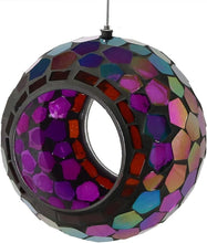 Load image into Gallery viewer, Outdoor Hanging Bird Feeder with Iridescent Purple Mosaic Design - Easy Fill