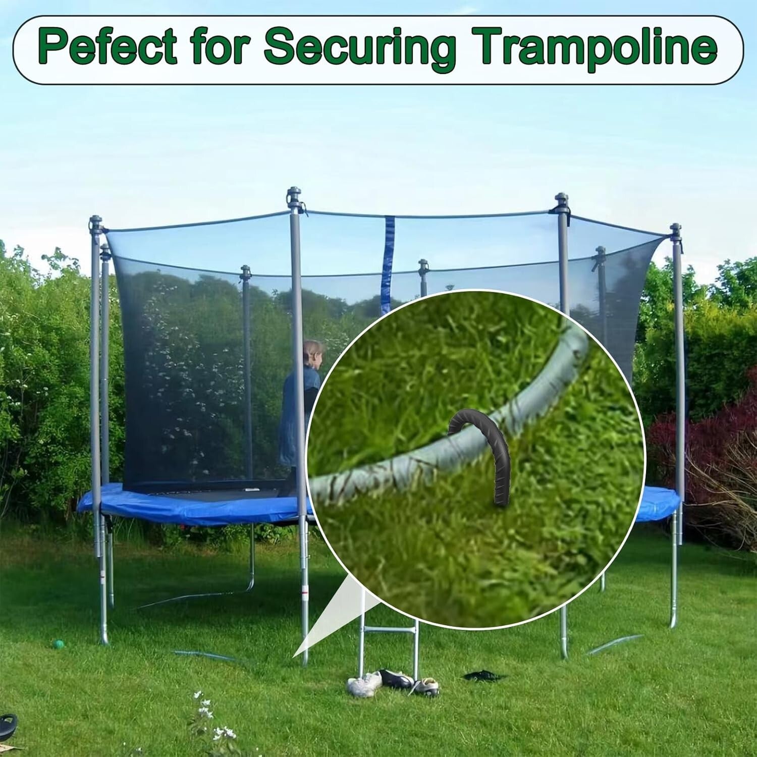 24" Steel Rebar Ground Stakes Set - Essential J Hook Tent and Garden Anchors