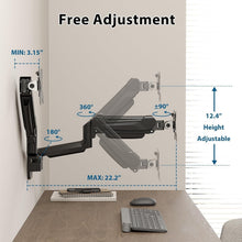 Load image into Gallery viewer, Easy-Install Wall Mount for Dual Monitors - Height Adjustable and Tilt Features