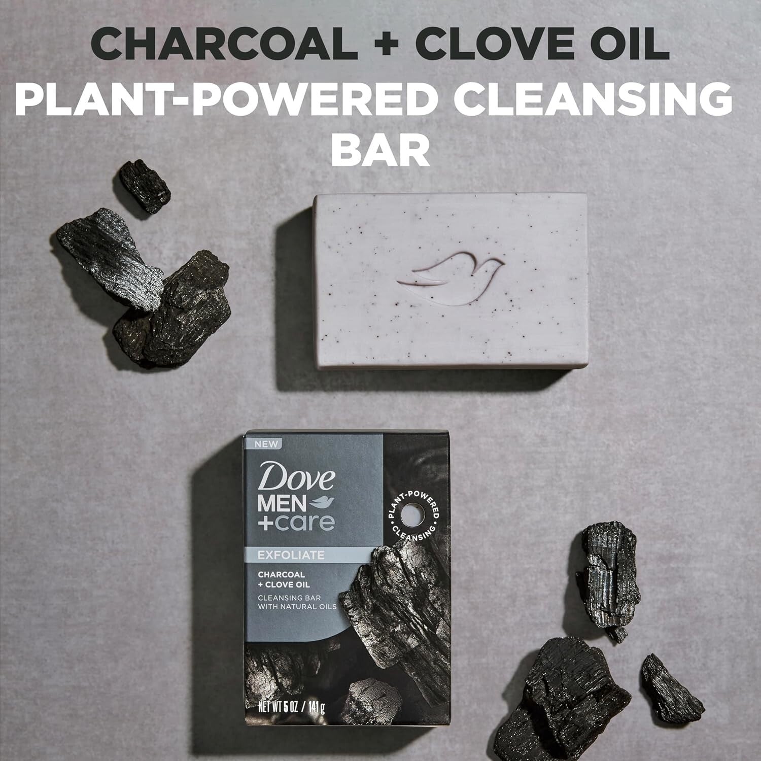 Cruelty-Free Dove Men+Care Charcoal Cleansing Bar - 4 Count for Daily Use