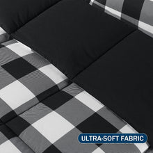 Load image into Gallery viewer, Stylish 3-Piece Black/White Plaid Comforter Set with Pillow Shams for Queen Beds