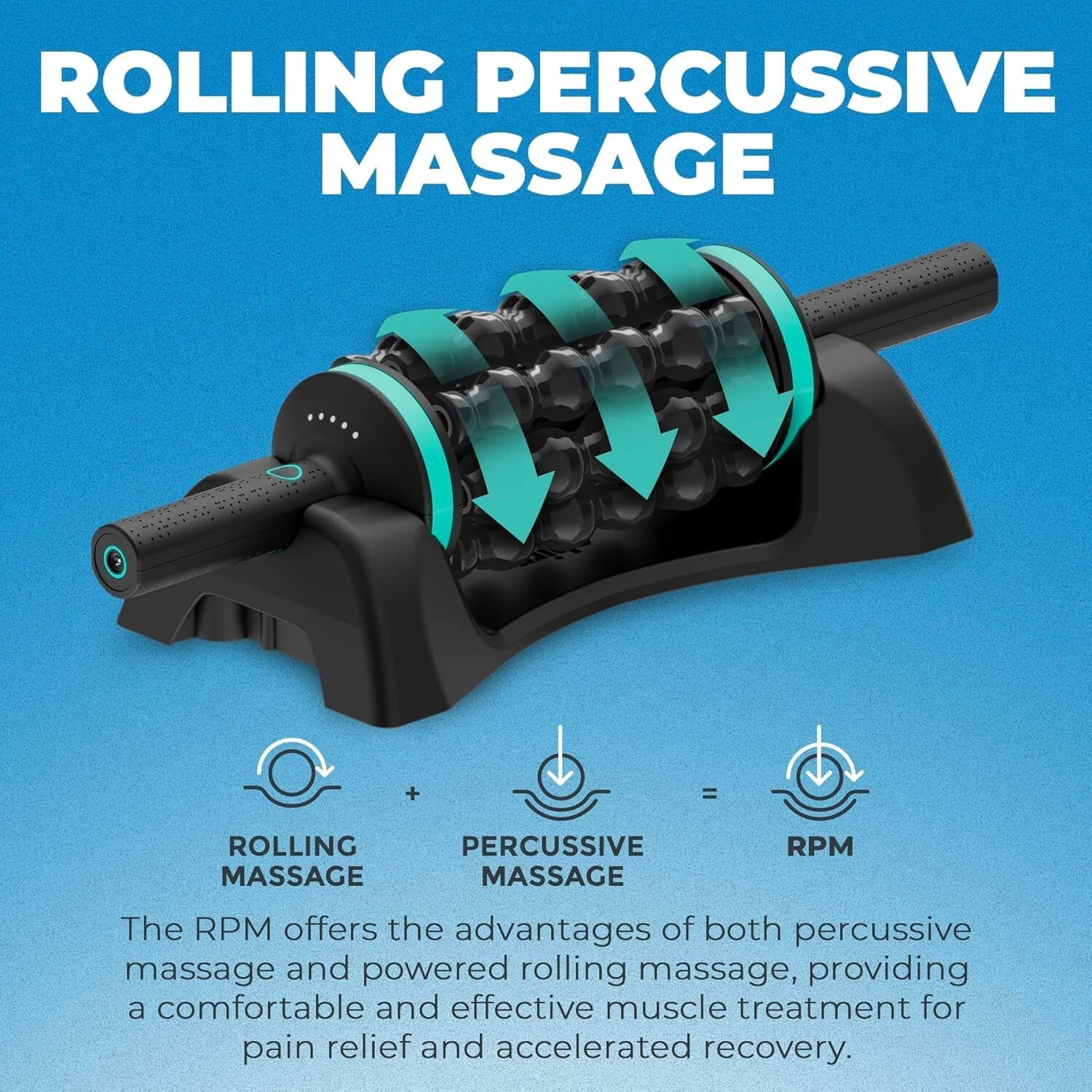 Deep Tissue RPM Rolling Massager - Hands-Free Percussion Therapy for Relief