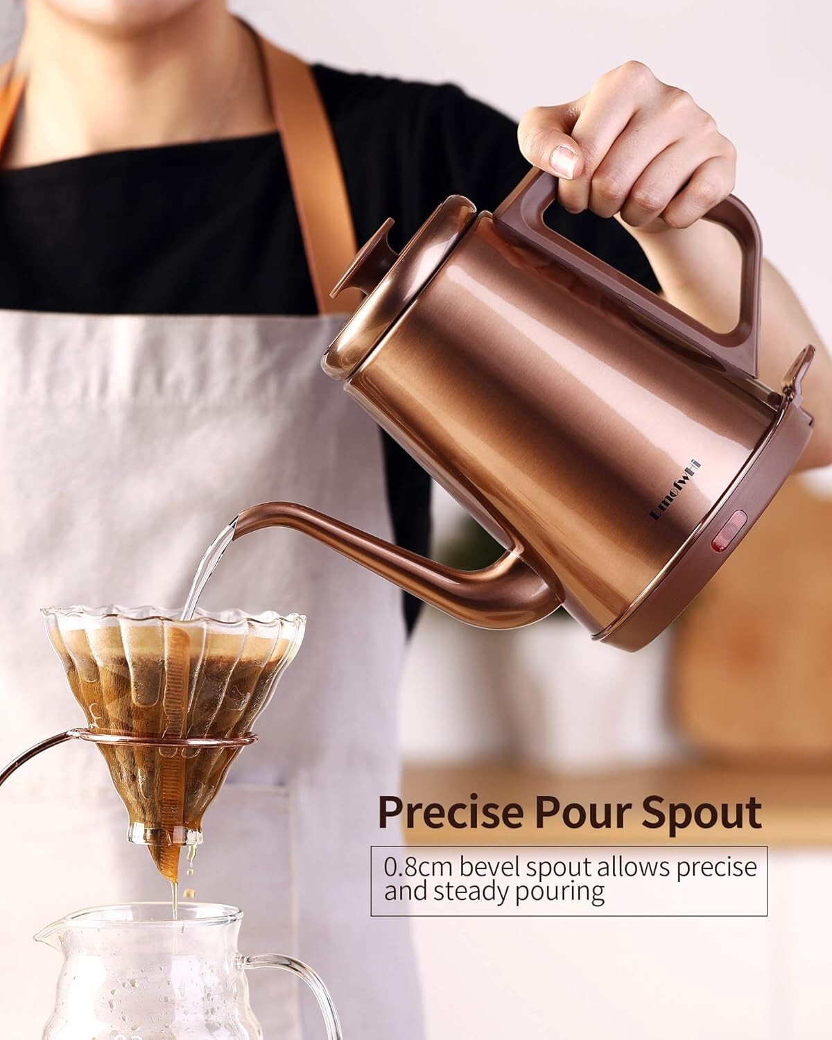 High-Performance 1.0L Copper Electric Kettle with Cool-Touch Handle & Fast Boil