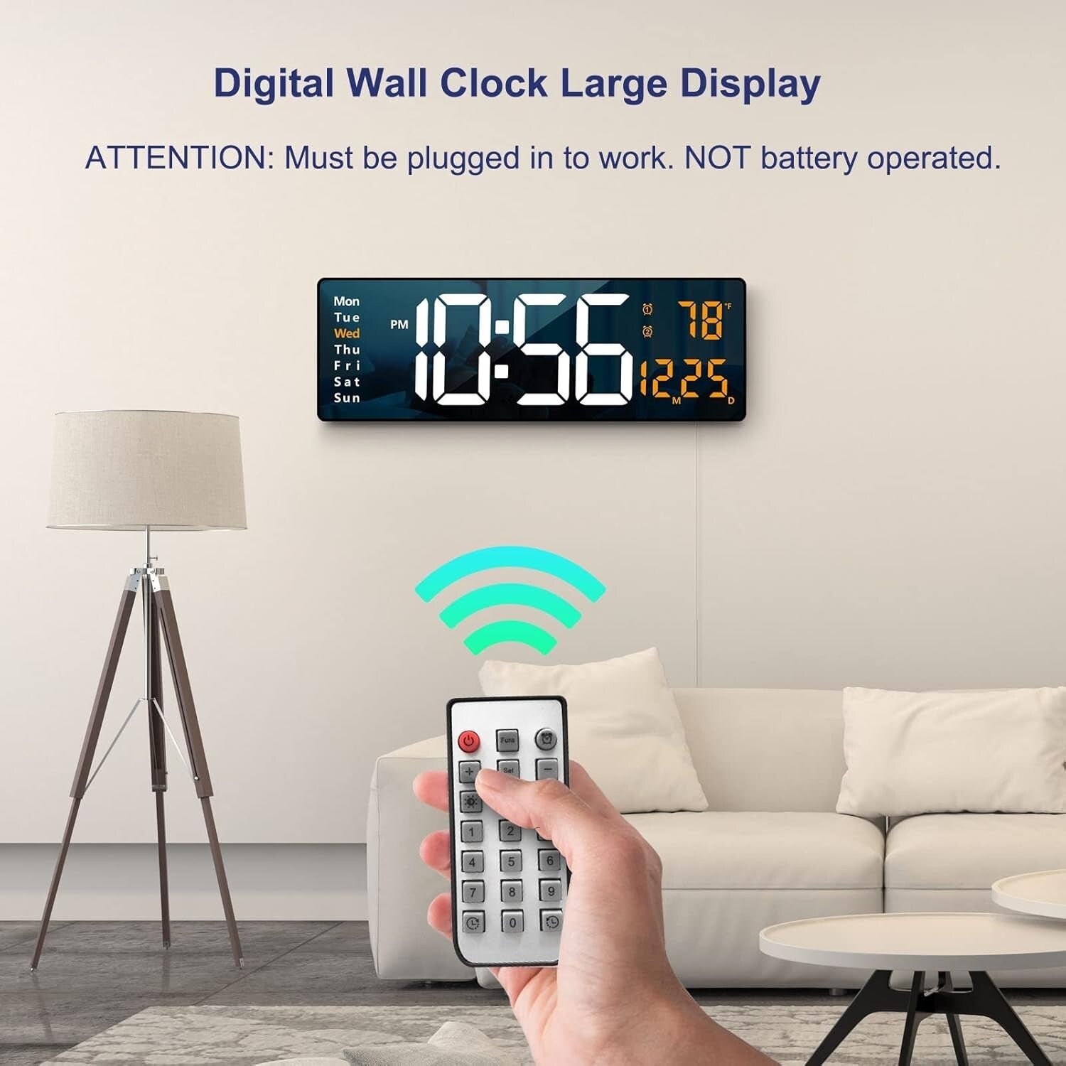 Stylish 16.2 Inch LED Wall Clock – Modern Design with Remote Control Features