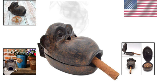Durable Retro Cigar Ashtray Shaped like a Monkey - Perfect for Collectors