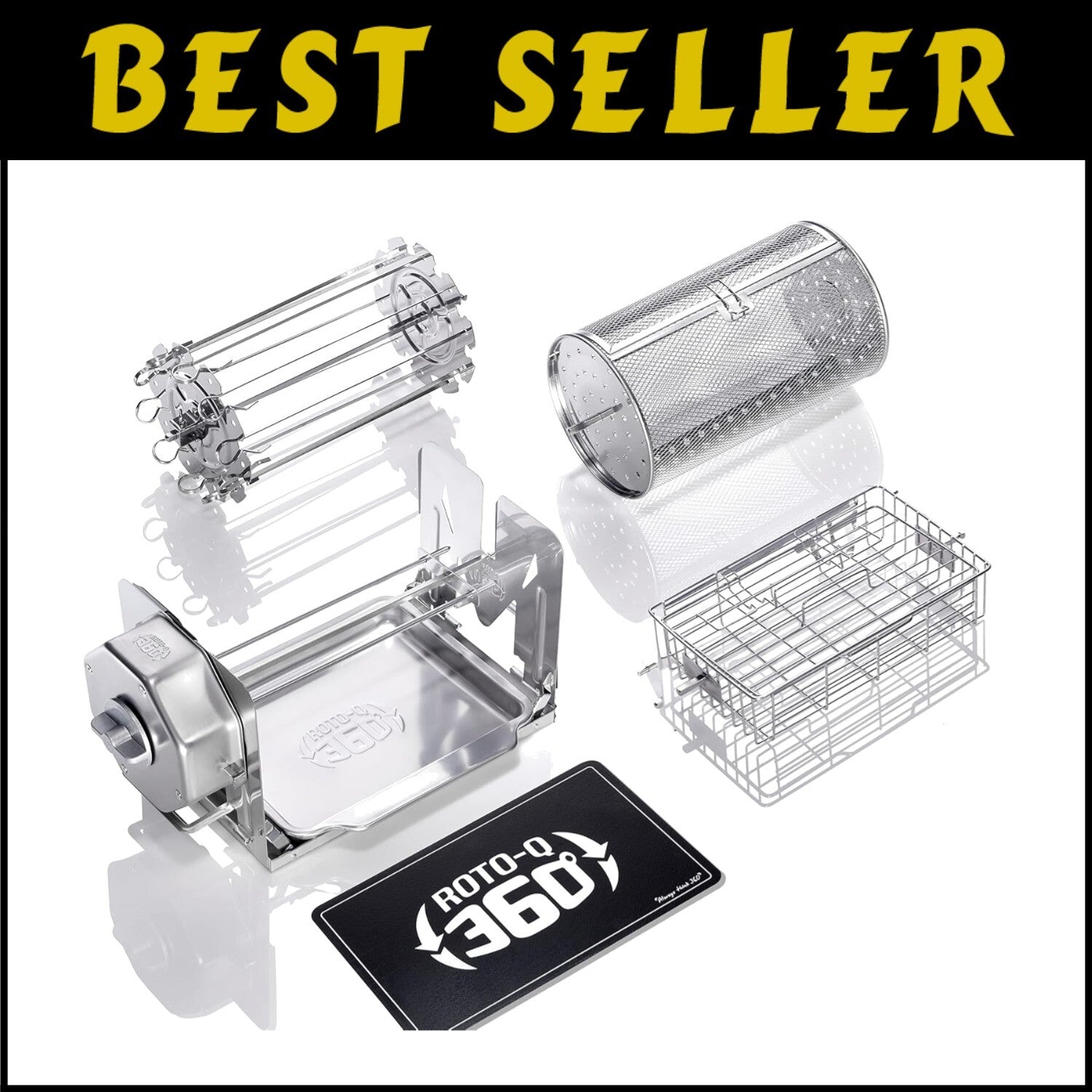 Self-Rotating Stainless Steel BBQ Roaster for Flavorful Indoor & Outdoor Meals