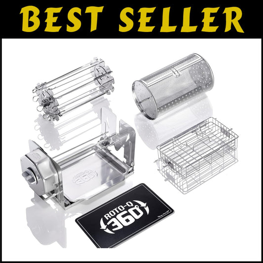 Self-Rotating Stainless Steel BBQ Roaster for Flavorful Indoor & Outdoor Meals
