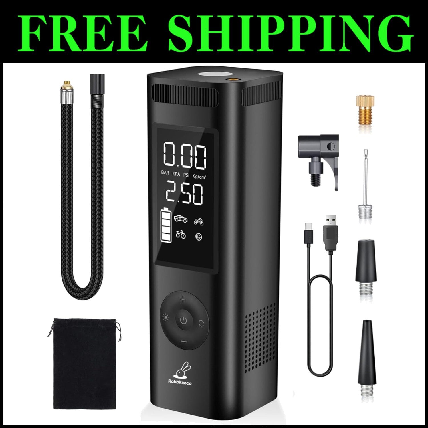 Smart Digital Tire Inflator with Auto Shut-off - Ideal for Cars and Sports