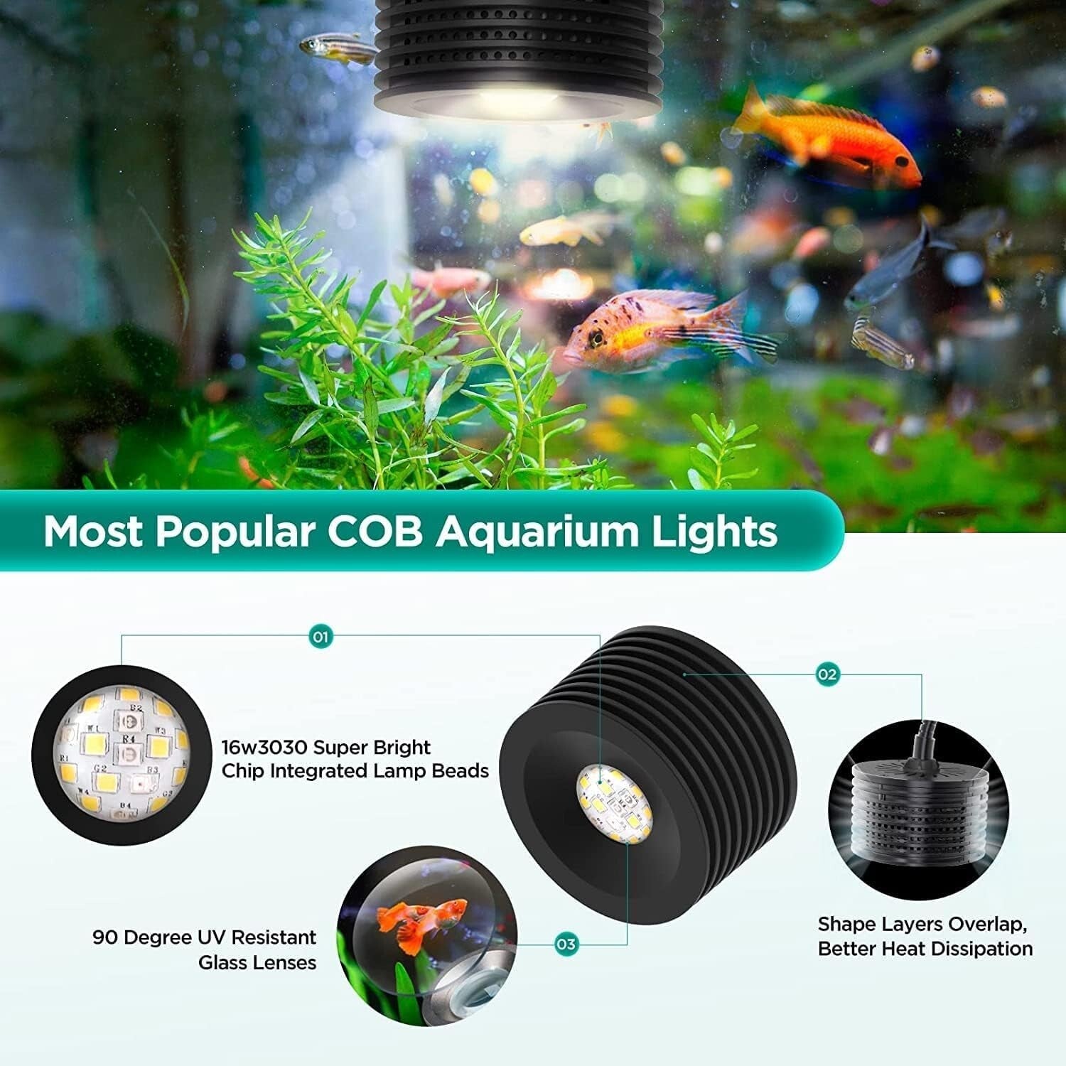 Adjustable Full Spectrum Aquarium Light for Vibrant Saltwater & Freshwater Tanks
