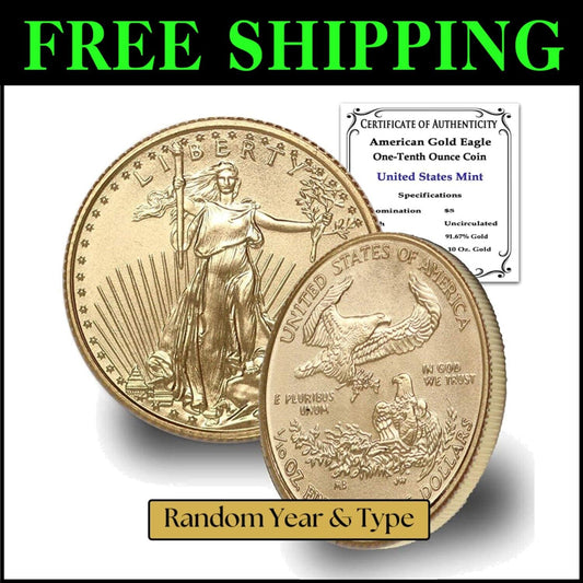 Authentic 1986-Present Type 1/Type 2 Gold American Eagle Coin - 22K Uncirculated