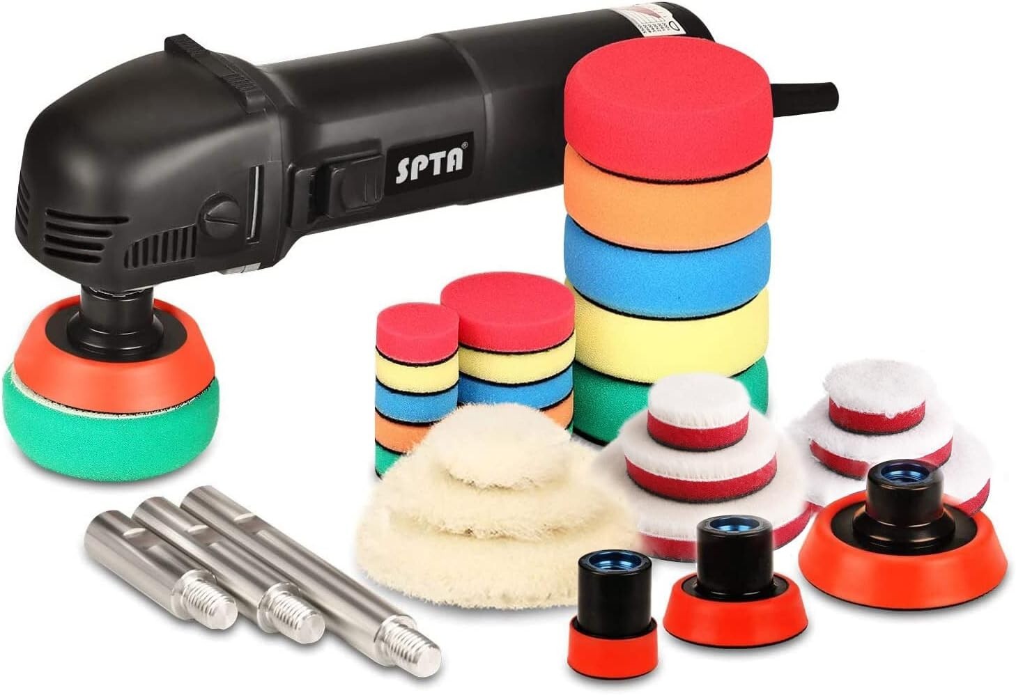 Powerful Corded Mini Polisher with Wool and Sponge Pads - Perfect for Car Care