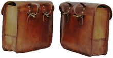 Load image into Gallery viewer, Stylish 100% Goat Leather Motorcycle Saddlebag with Adjustable Strap - 15" Wide