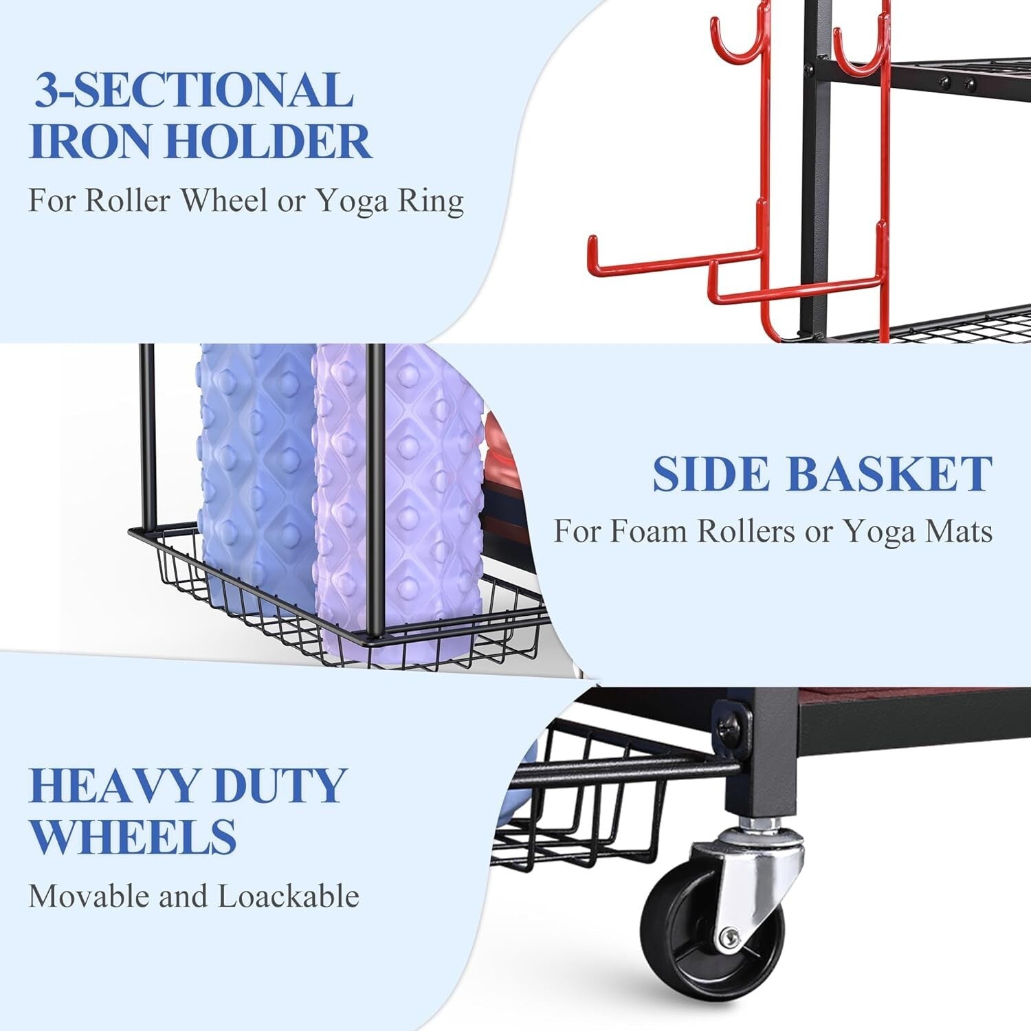 Efficient 3-Tier Rack for Organizing Yoga Mats, Balls & Resistance Bands
